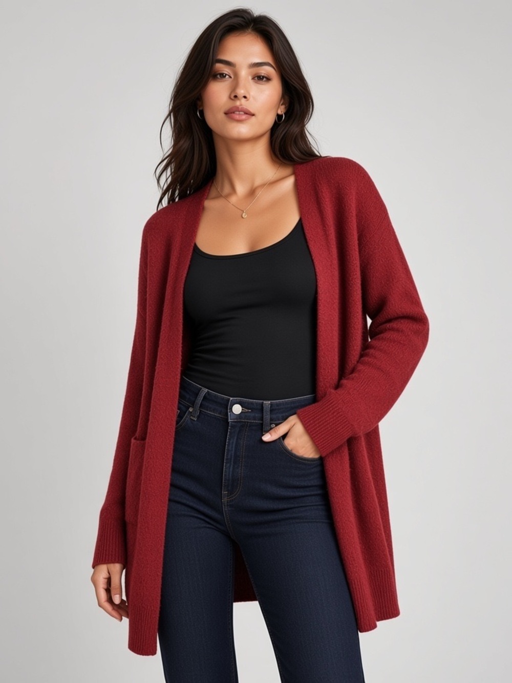 Madewell | Burnt red rust slouchy long open cardigan sweater